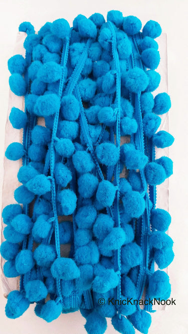 Blue Pom Pom Fringe Trim, Pompom Trimming, Tassels